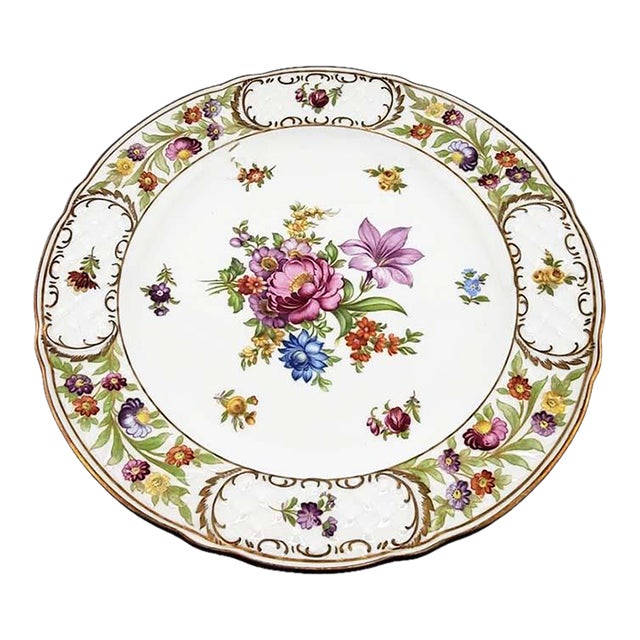 Salad Plate Empress Dresden Flowers by Schumann - Bavaria For Sale