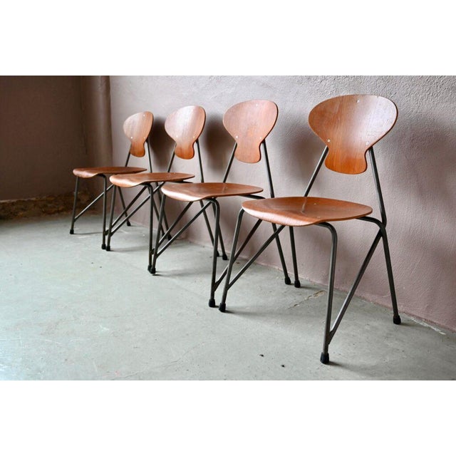 Danish Stackable Chairs by Steen Eiler Rasmussen & Kai Lyngfeldt Larsen for Danbork, 1950s, Set of 4 For Sale - Image 4 of 18