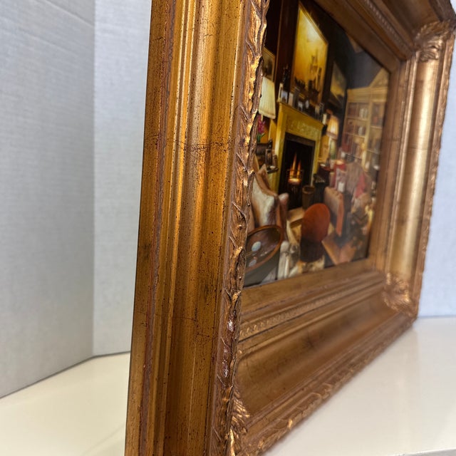 Gold Original Hyperrealistic Interior Painting For Sale - Image 8 of 10