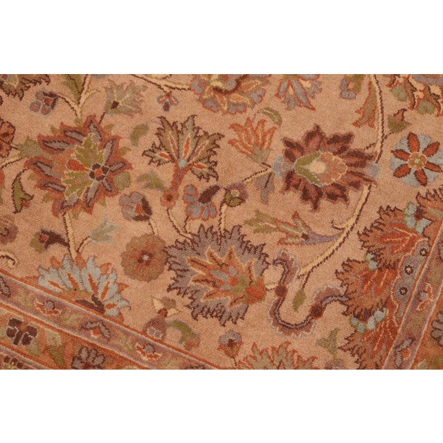 Shabby Chic Floral 1990's Pak-Persian Taupe/Green Wool Rug - 6'0'' X 8'7'' For Sale - Image 3 of 9