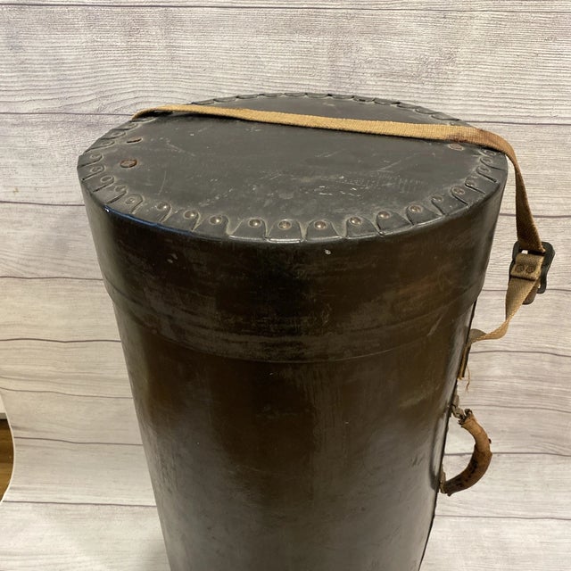 Antique Hard Case Duffel With Handles & Shoulder Strap For Sale - Image 4 of 11