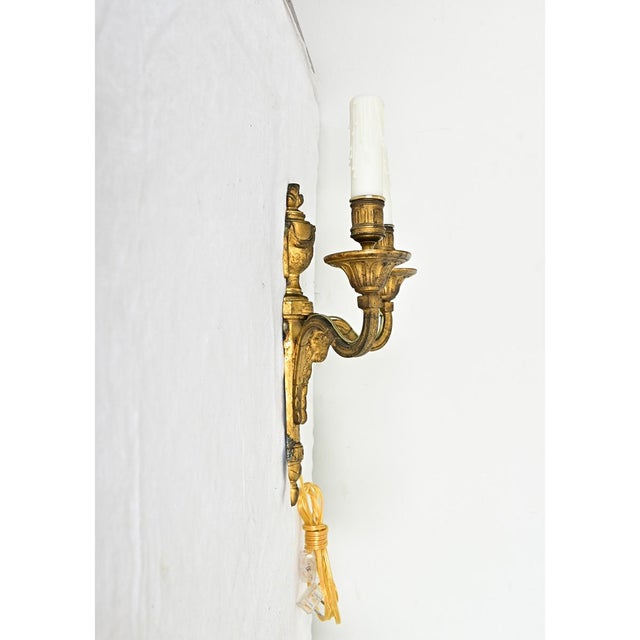 French 19th Century Louis XVI Style Bronze Sconces - a Pair For Sale - Image 10 of 11