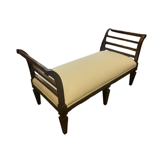 Gorgeous Vintage Regency Style Bench With Neo-Classical Revival Design Detailing. For Sale - Image 11 of 12