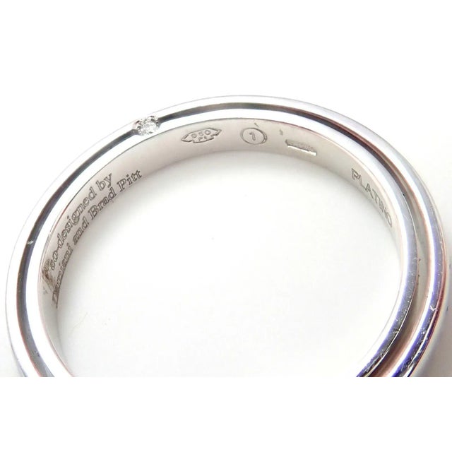 Damiani Brad Pitt Platinum 4 Diamond 3mm Band Ring Sz 8.25 For Sale - Image 4 of 6