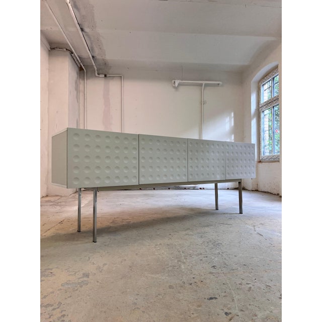 White Sideboard with Circular Relief Pattern For Sale - Image 11 of 11