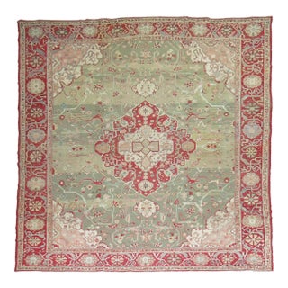Forest Green Antique Turkish Oushak Carpet - 12'1" x 15'5" For Sale