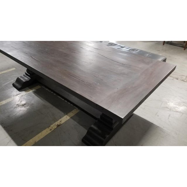 Contemporary Restoration Hardware Salvaged Wood Trestle Rectangular Extension Dining Table ...