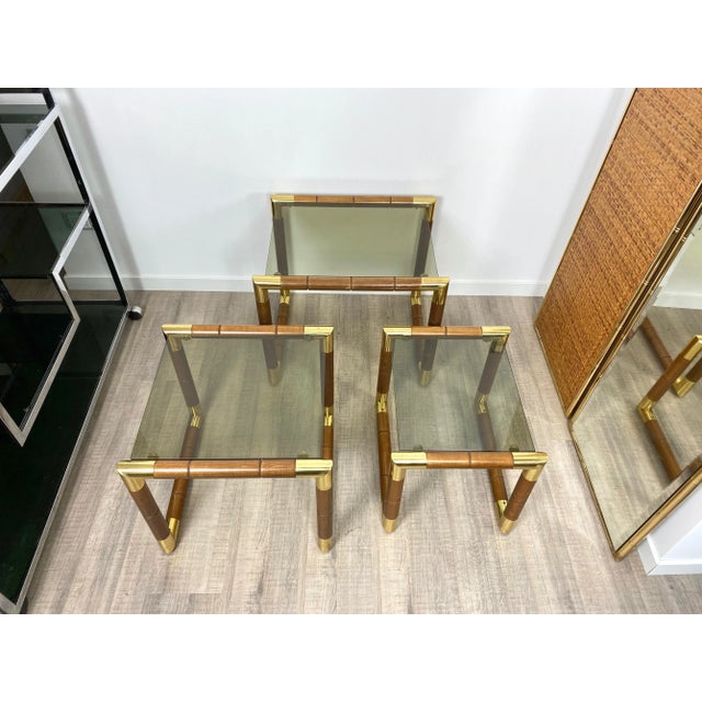 Italian Glass Nesting Tables, 1970s, Set of 3 For Sale - Image 12 of 17