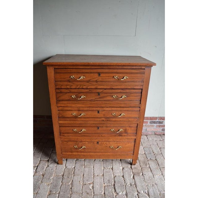 Brown Antique Oak Chest of Drawers For Sale - Image 8 of 11