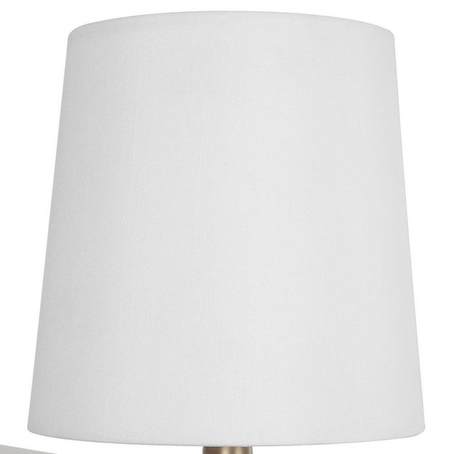 White Marble With Brass Shelf Lamp For Sale - Image 9 of 12