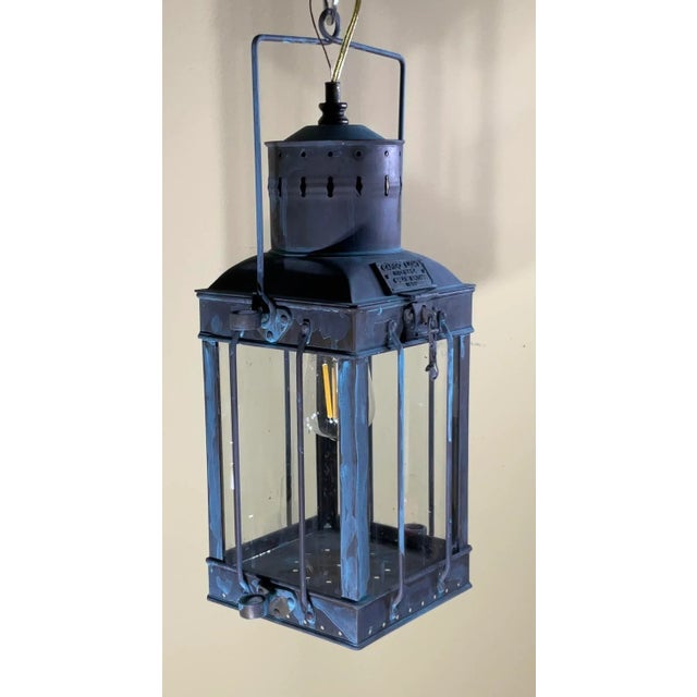 Funky Vintage 1939 Style British Solid Brass Cargo Ship Hanging Lantern For Sale - Image 11 of 18