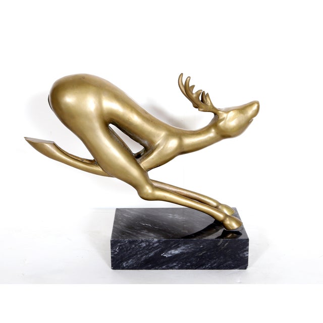 1970s Reindeer Bronze Sculpture, Hattakitkosol Somchai For Sale - Image 5 of 9