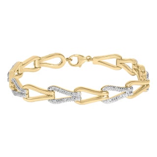 Gold Vermeil 1/7 Cttw Diamond Bold Knot Link Bracelet For Sale