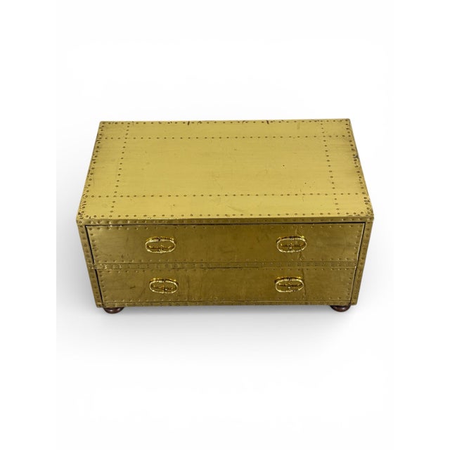 Vintage Sarreid LTD Brass Chest - Spain Circa 1970s - Two Drawer Brass Trunk For Sale - Image 10 of 10