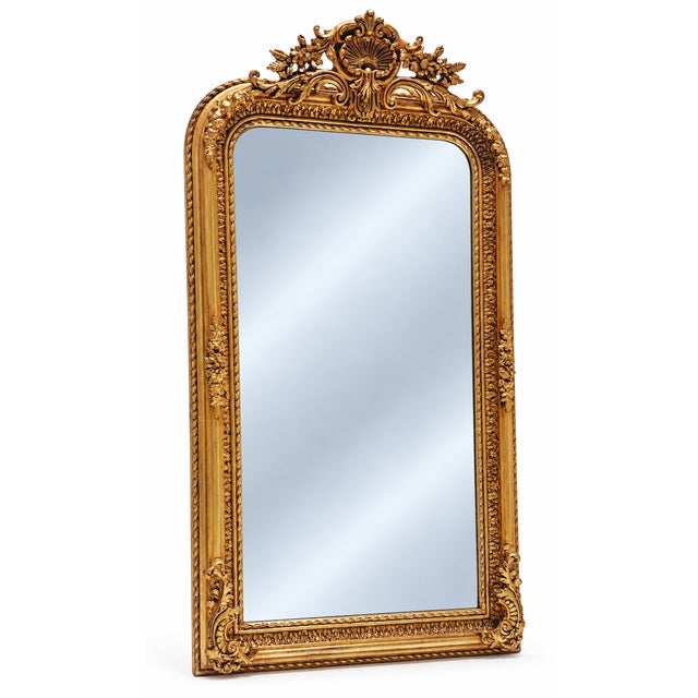 Large Golden Baroque Mirror with Crest from Green Square For Sale - Image 12 of 12