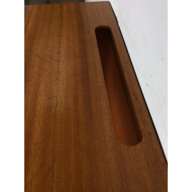 Wood Vintage Two Shelf Bookcase With Rounded Front Edge and Wire Slot For Sale - Image 7 of 12