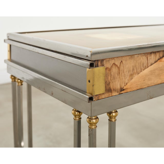 Steel Bronze Neoclassical Directoire Style Console Table Desk For Sale - Image 16 of 18