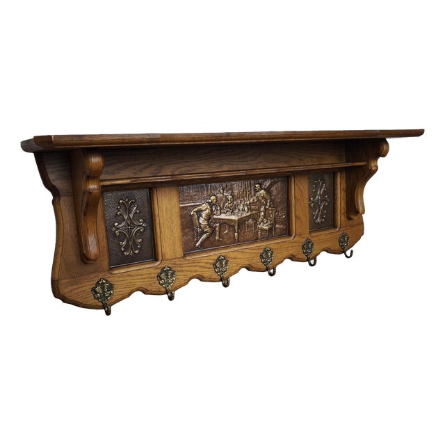 Vintage French Coat Rack in Oak For Sale