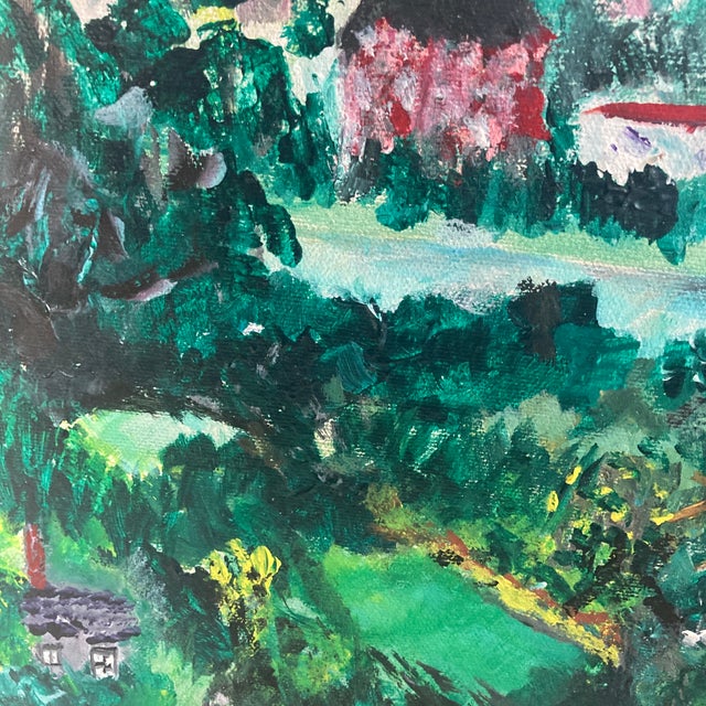 Mid-Century Expressionist Hillside Landscape Oil Painting – Framed For Sale - Image 10 of 12