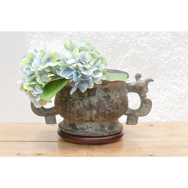 Antique Dragon Bronze Vase W/ Verdigris Patina For Sale - Image 9 of 9