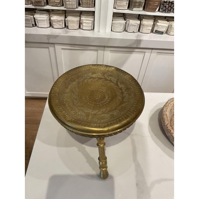 Metal Solid Brass Small Low Stool For Sale - Image 7 of 12