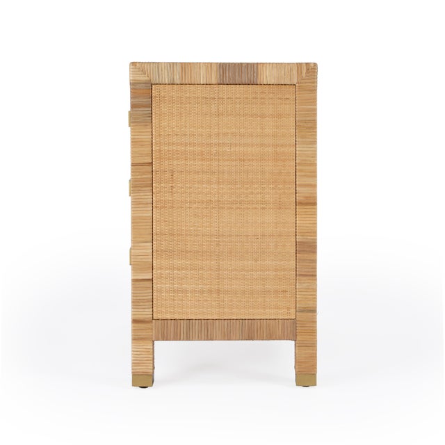 White Corfu 25 in. W Rectangular Rattan 3 Drawer Nightstand, Natural Raffia For Sale - Image 8 of 11