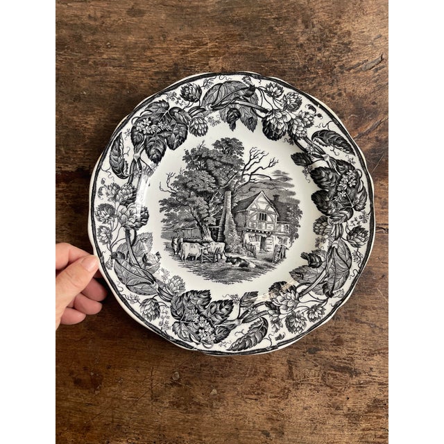 Antique Copeland Black English Transferware Plate For Sale In Chicago - Image 6 of 10