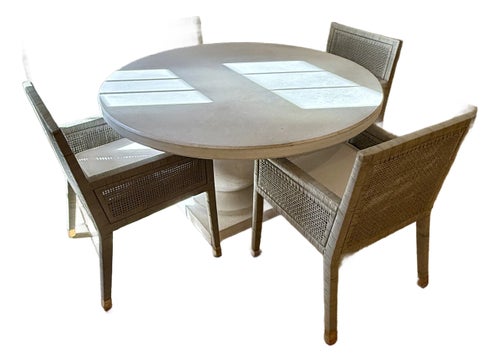 Serena and Lily Terrace Round Dining Table & Four Balboa Armchairs