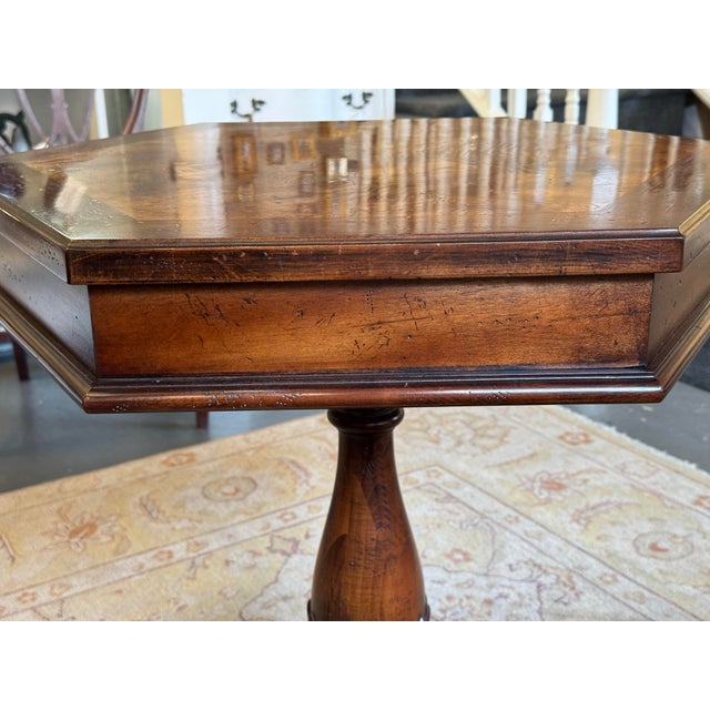Late 20th Century CTH Sherill Occasional Antique Mahogany Octagon Table For Sale In Boston - Image 6 of 9