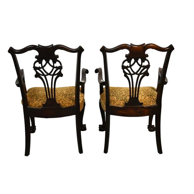 Mid 19th Century Pair of English Mahogany Chippendale Armchairs Circa 1850 For Sale - Image 5 of 5