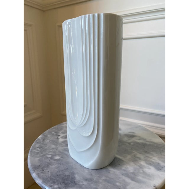 Gorgeous and elegant vintage Hutschenreuther German porcelain vase. Art Deco Revival from the 1970’s. Clean, architectural...