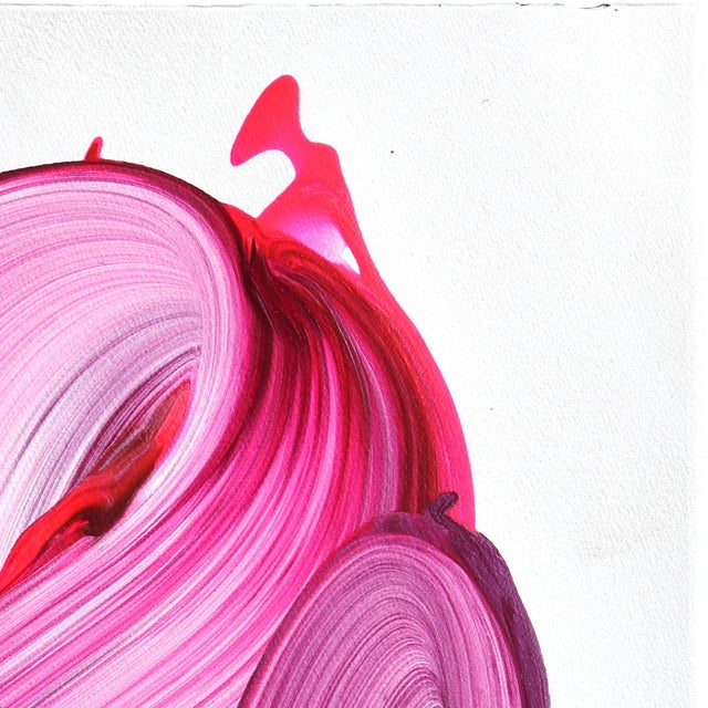 Avp_1619 - Original Abstract Purple Tone Contemporary Acrylic Painting on Paper by Alex Voinea For Sale - Image 4 of 7