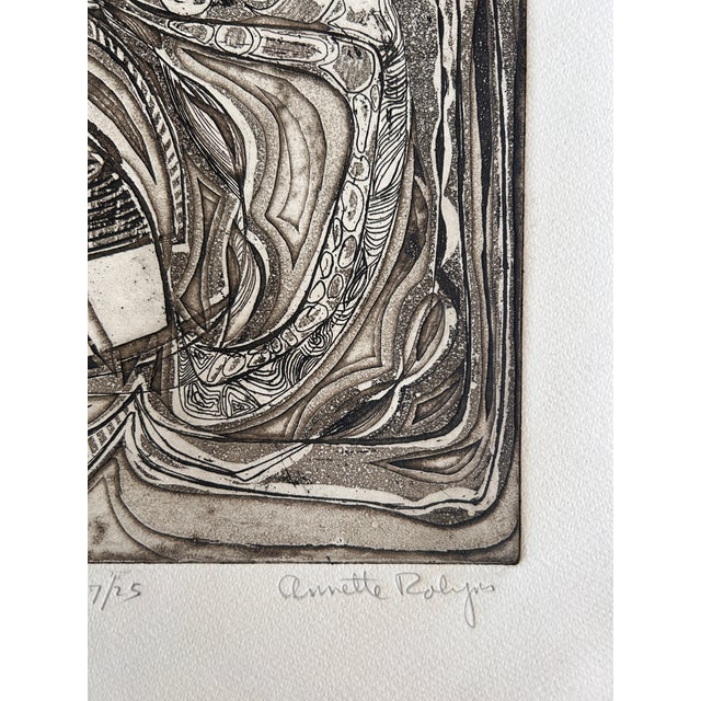 Vintage Original Signed Annette Robyns Etching Modernist Abstract Mid Century Art For Sale In Denver - Image 6 of 6