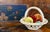 Vintage 1970’s Italian Ceramic, Majolica Fruit Basket, in the Style of Bassano. Featuring a white woven lattice design...