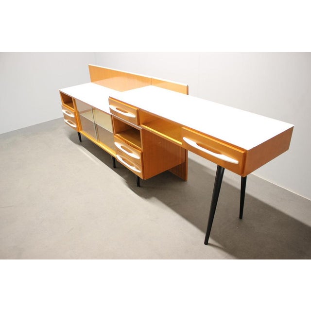 Wood Mid-Century Modular Desk and Storage Unit attributed to Mojmír Požár for Up Závody, 1960s, Set of 3 For Sale - Image 7 of 17