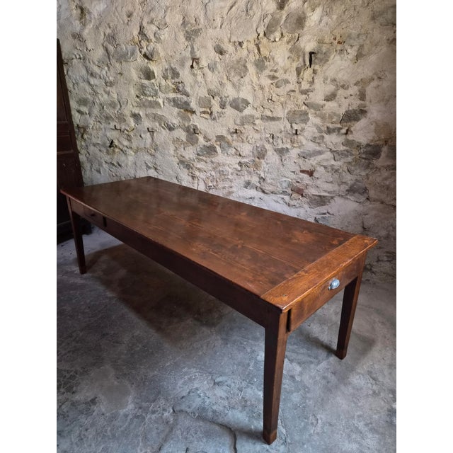 Antique French Farmhouse Dining Table with Two Drawers in Oak & Pine, 1880s For Sale - Image 18 of 18