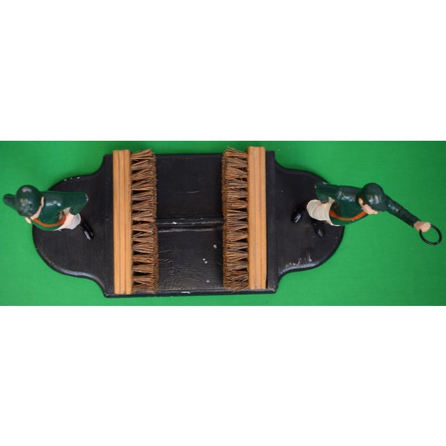 Mid 20th Century Pair X Equestrian Hunter Green/ Red Sash Jockeys W/ Riding Boot Brush Scraper For Sale - Image 5 of 6
