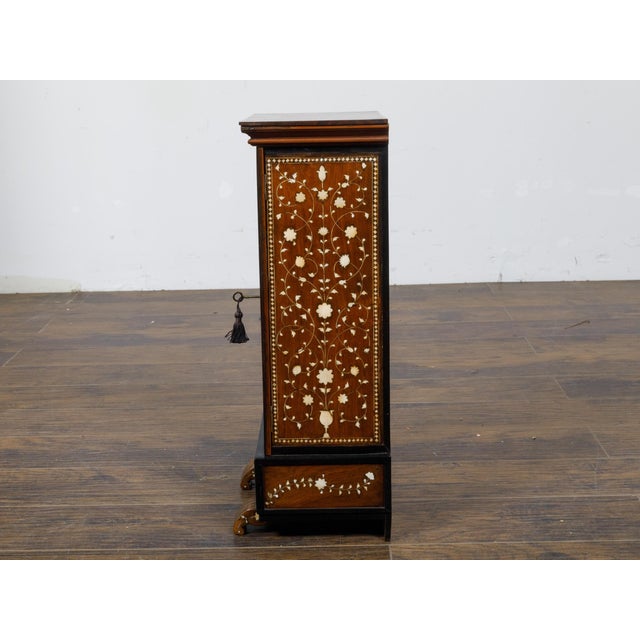 Brown English 19th Century Miniature Cabinet with Scrollwork Inlay and Inner Drawers For Sale - Image 8 of 12