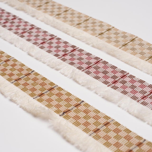 Traditional Schumacher Skyline Plaid Fringe Trim In Merlot For Sale - Image 3 of 4