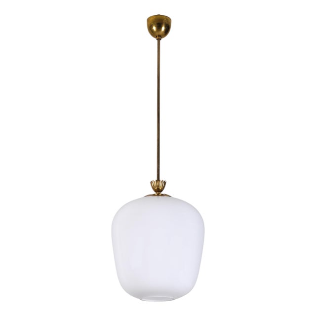 Glass and Brass Pendant attributed to Böhlmarks, Sweden, 1940s For Sale
