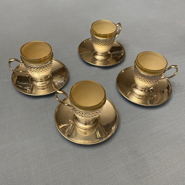 Metal 1970s Vintage Tiffany & Co. Sterling Silver Demitasse Cups With Lenox Inserts Set- 12 Pieces For Sale - Image 7 of 10