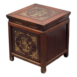 Chinese Bone Inlay Square Storage Chest, Antique For Sale