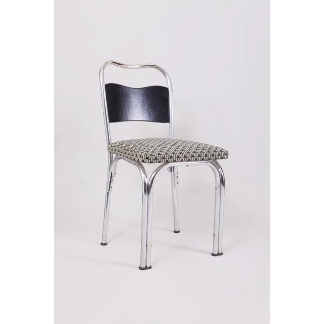 Wood Bauhaus Dining Chairs in Oak & Chrome attributed to Bauhaus, Germany, 1930s, Set of 4 For Sale - Image 7 of 7