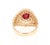Contemporary 3.61 Carat Ruby Diamond Art Deco Style Yellow Gold Ring, Size 7 For Sale - Image 3 of 4