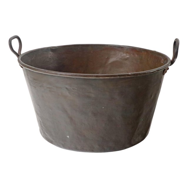 Large Antique Brass Copper Pot, England, 19th Century For Sale
