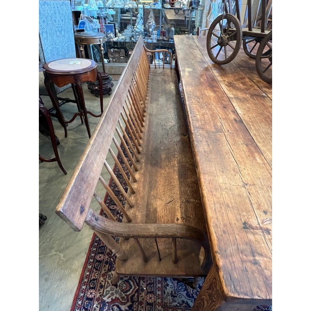 Early 20th Century 3 Piece Primitive Farm Dining Set With Long Table and Benches For Sale - Image 4 of 7