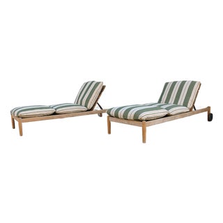 Studio Tolvanen Terassi Teak Chaise Lounges — Pair, Contemporary Outdoor Design For Sale