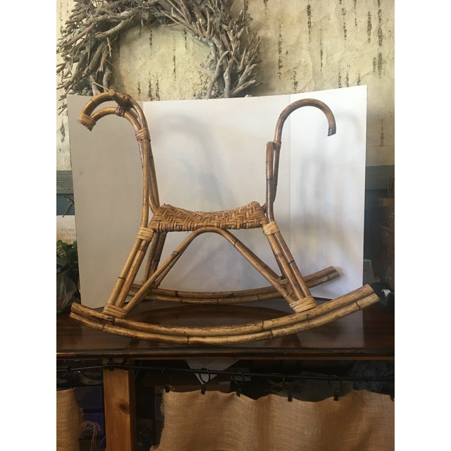 Vintage Boho Wicker Rocking Horse Chairish