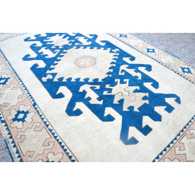 Off-white Decorative Anatolian Vintage Carpet For Sale - Image 8 of 11