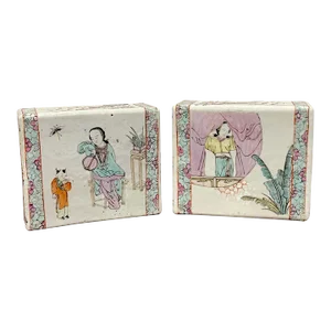 Early 20th Century Chinese Export Famille Verte Pillows - a Pair